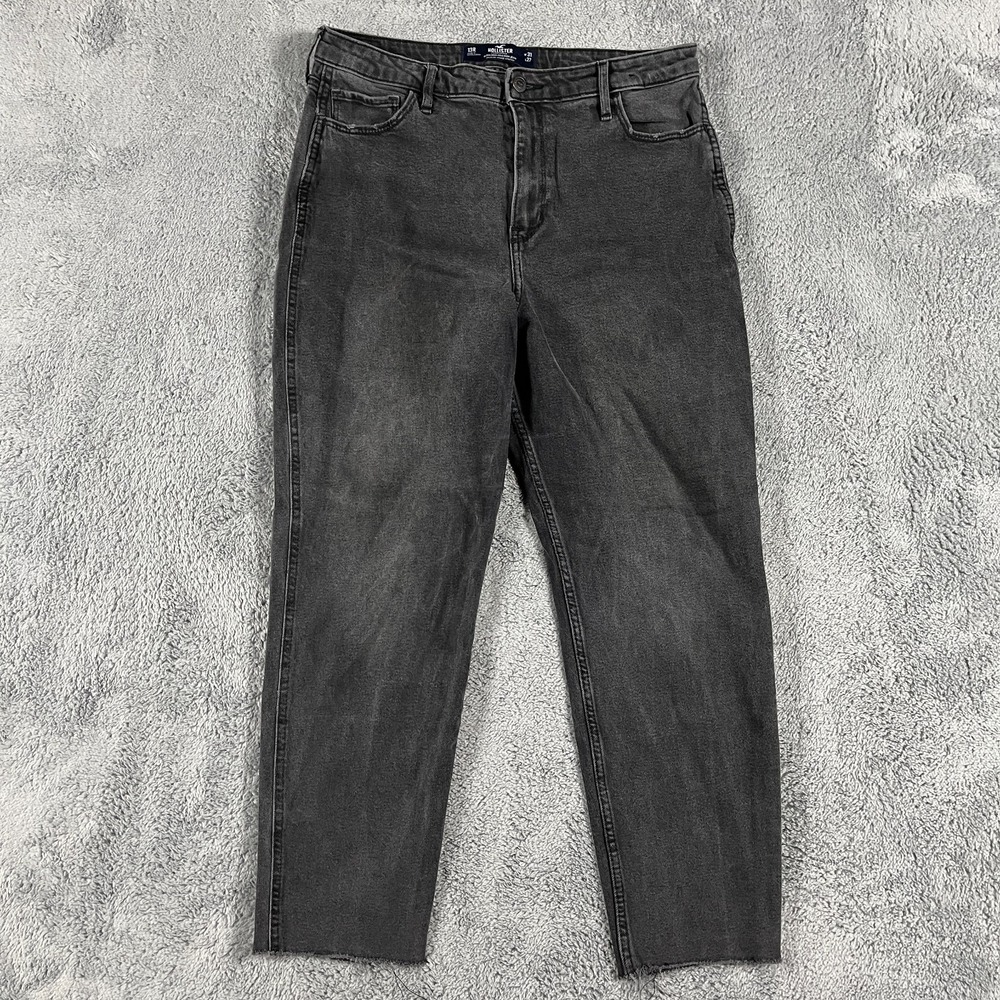 Hollister Ultra High Rise Mom Jeans W31 L 27 Black Denim Stretch Grunge Skater